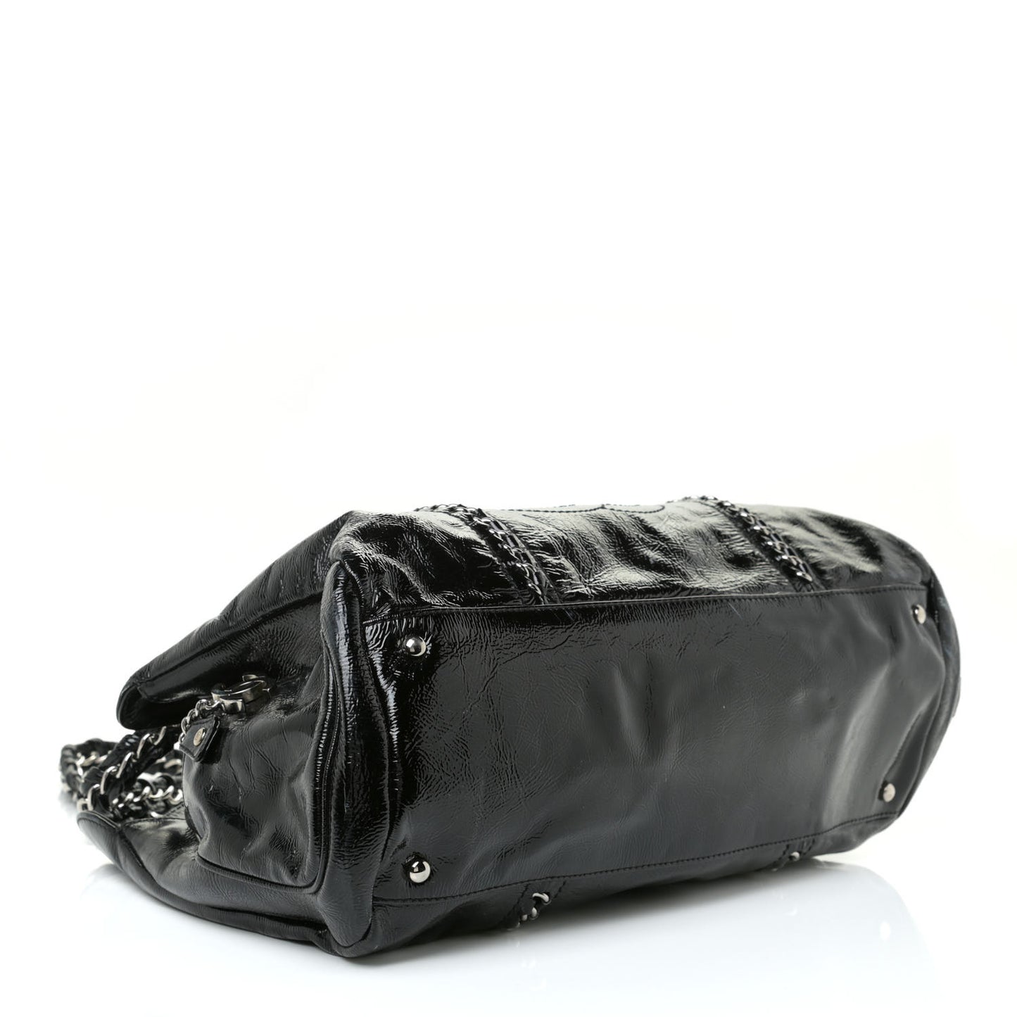 Patent Calfskin Large Luxe Ligne Tote Black