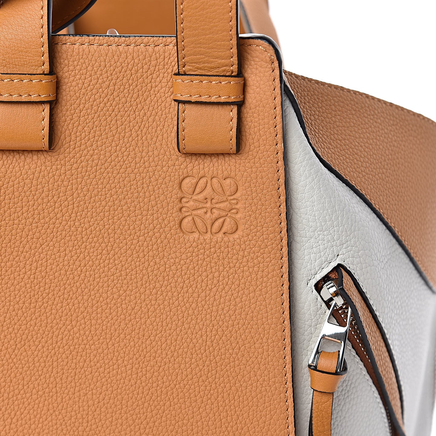 Calfskin Medium Hammock Shoulder Bag Tan White