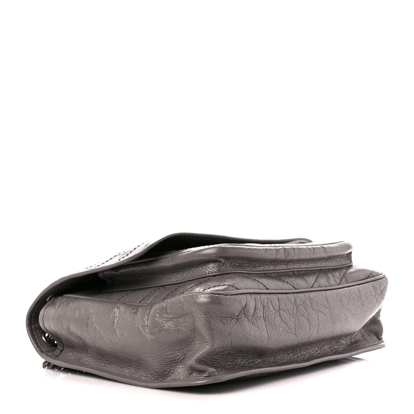Crinkled Calfskin Matelasse Monogram Large Niki Chain Satchel Storm