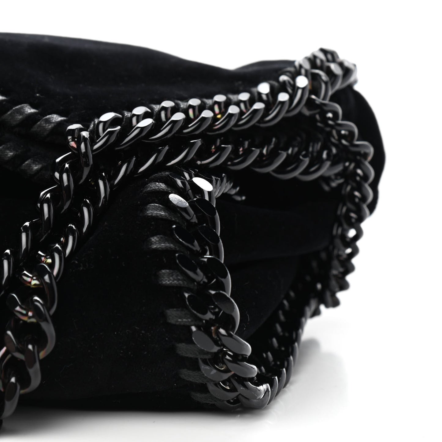 Velvet Mini Falabella Fold Over Tote Black