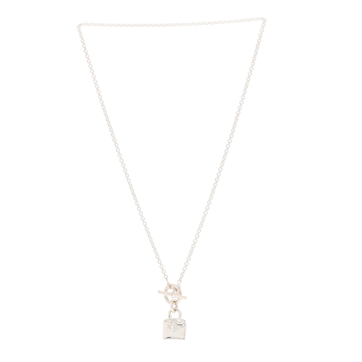 Hermes Sterling Silver Birkin Amulette Pendant Necklace 3 of 6