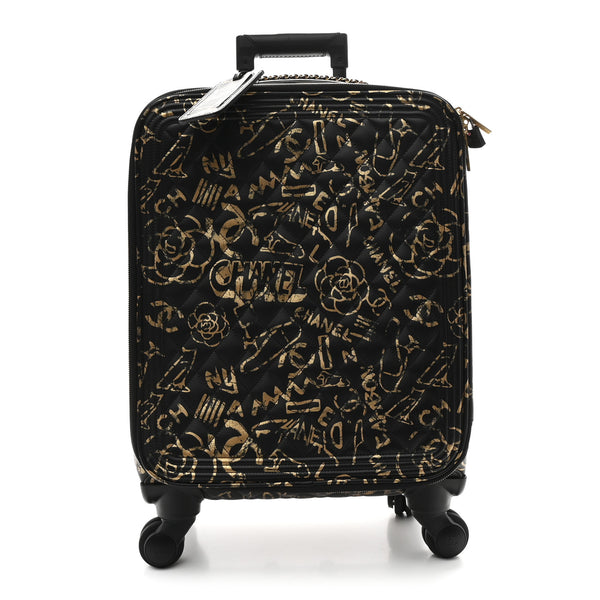 Chanel Calfskin Quilted Graffiti Trolley Black Gold 1794413