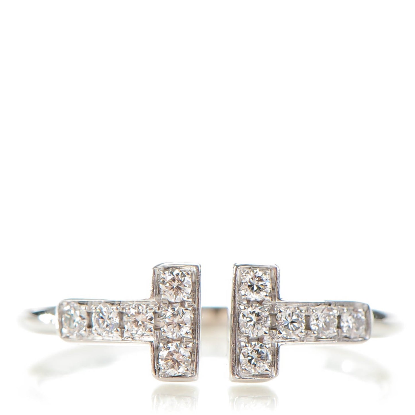 18K White Gold Diamond T Wire Ring 49 5