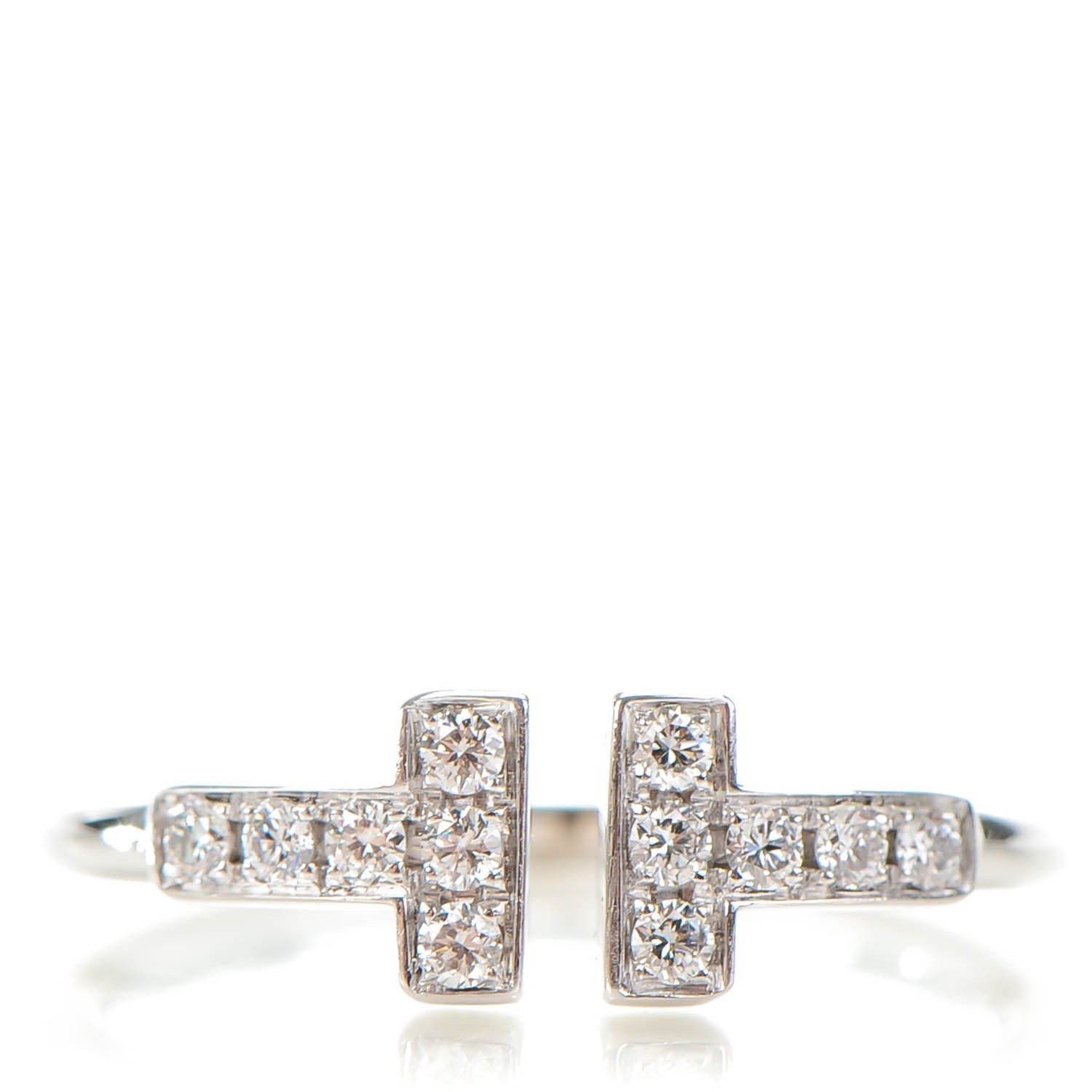 Tiffany 18K White Gold Diamond T Wire Ring 49 5 1 of 6