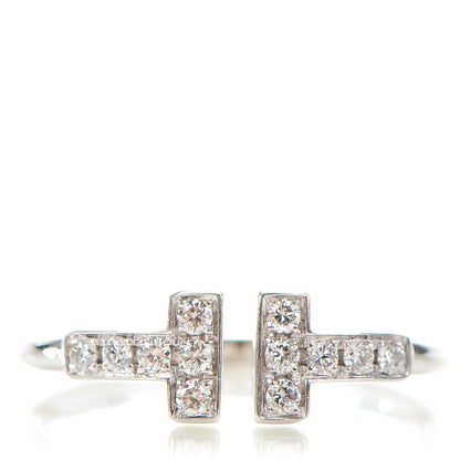 Tiffany 18K White Gold Diamond T Wire Ring 49 5 1 of 6