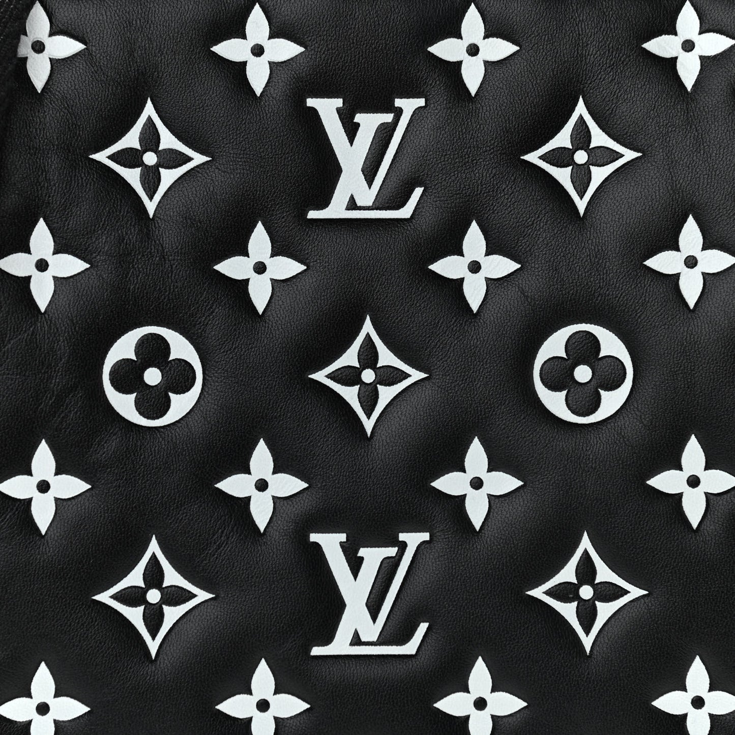 Lambskin Embossed Monogram Coussin PM Black White