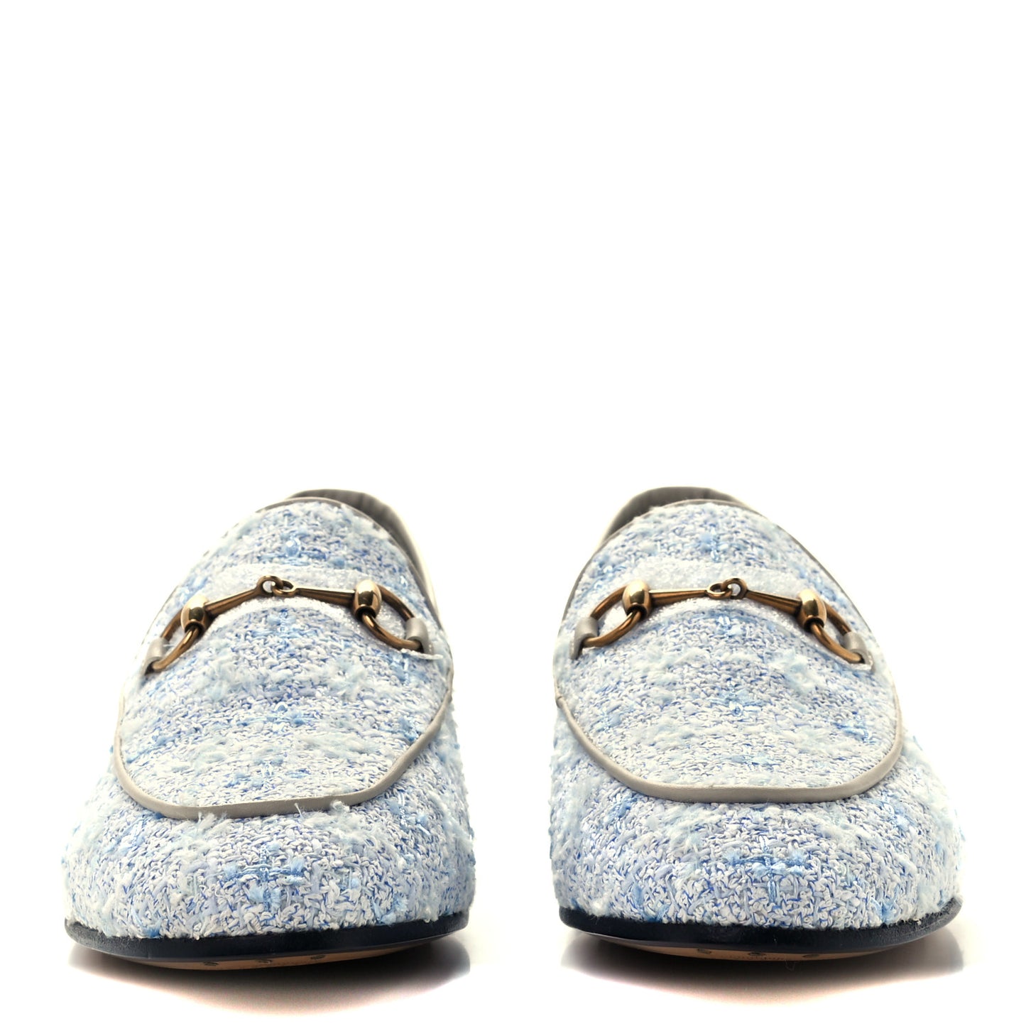 Wool Tweed Horsebit Womens Jordaan Loafers 9 Light Blue White Mystic White