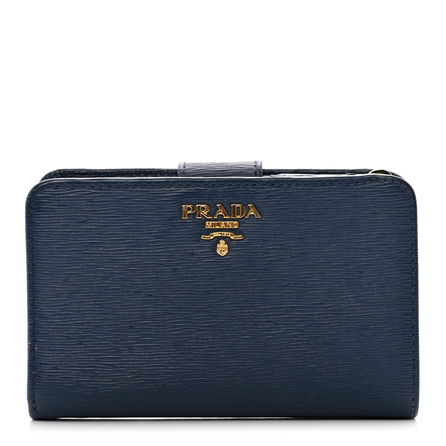 Prada Vitello Move Metal Compact Wallet Bleuette 1 of 8