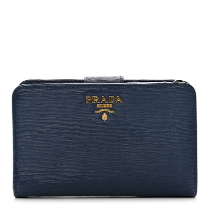 Prada Vitello Move Metal Compact Wallet Bleuette 1 of 8
