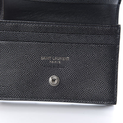 Saint Laurent Grain De Poudre Matelasse Chevron Monogram Card Case Black 7 of 9