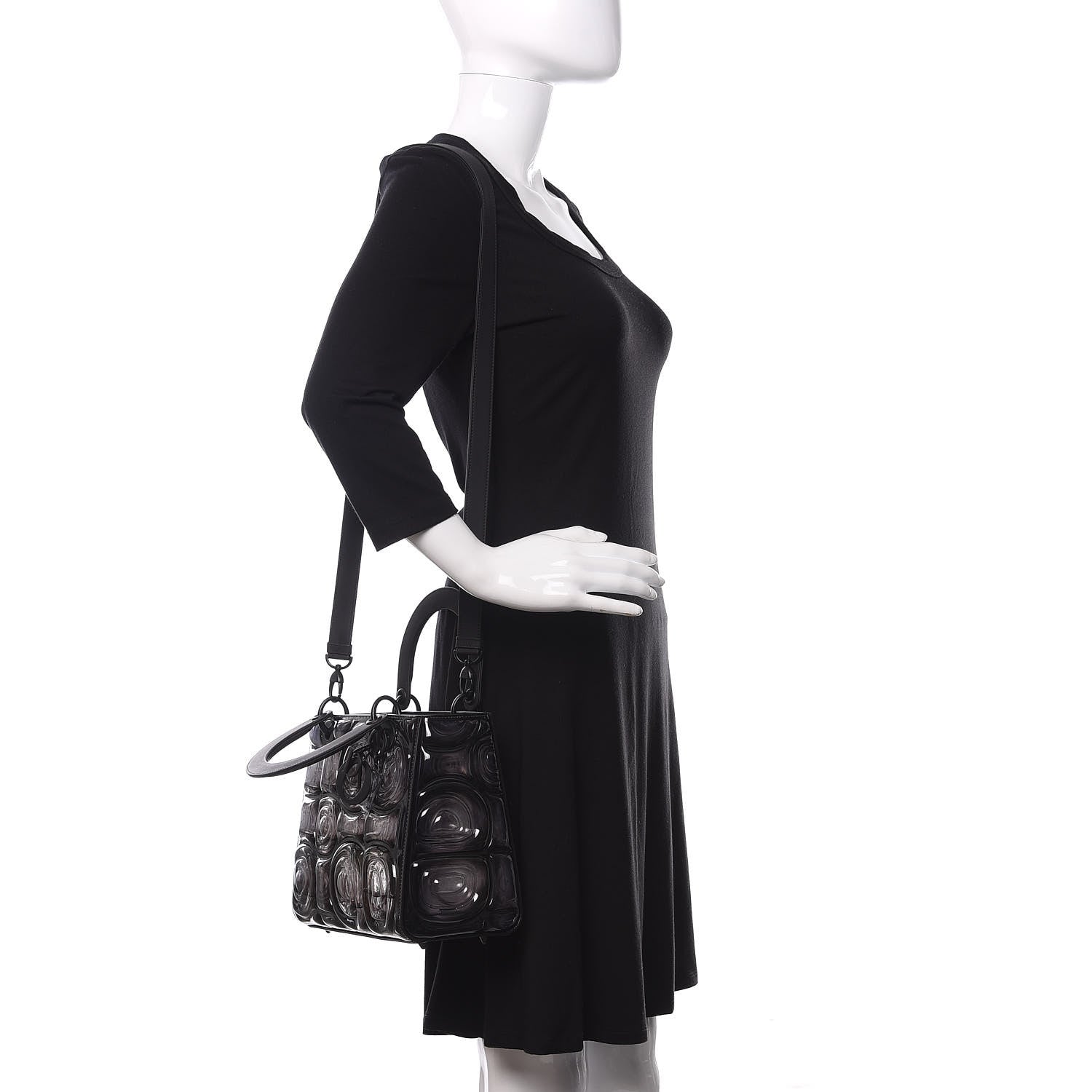 Christian Dior Ultra Matte Calfskin PVC Medium Kohei Nawa Lady Art Black 2 of 10