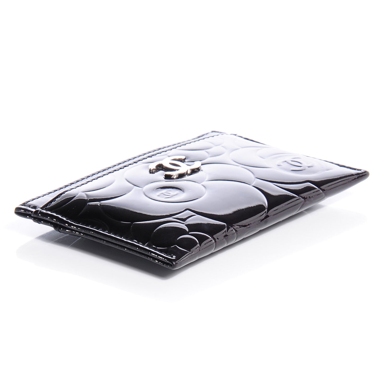Patent Camellia Card Holder Black