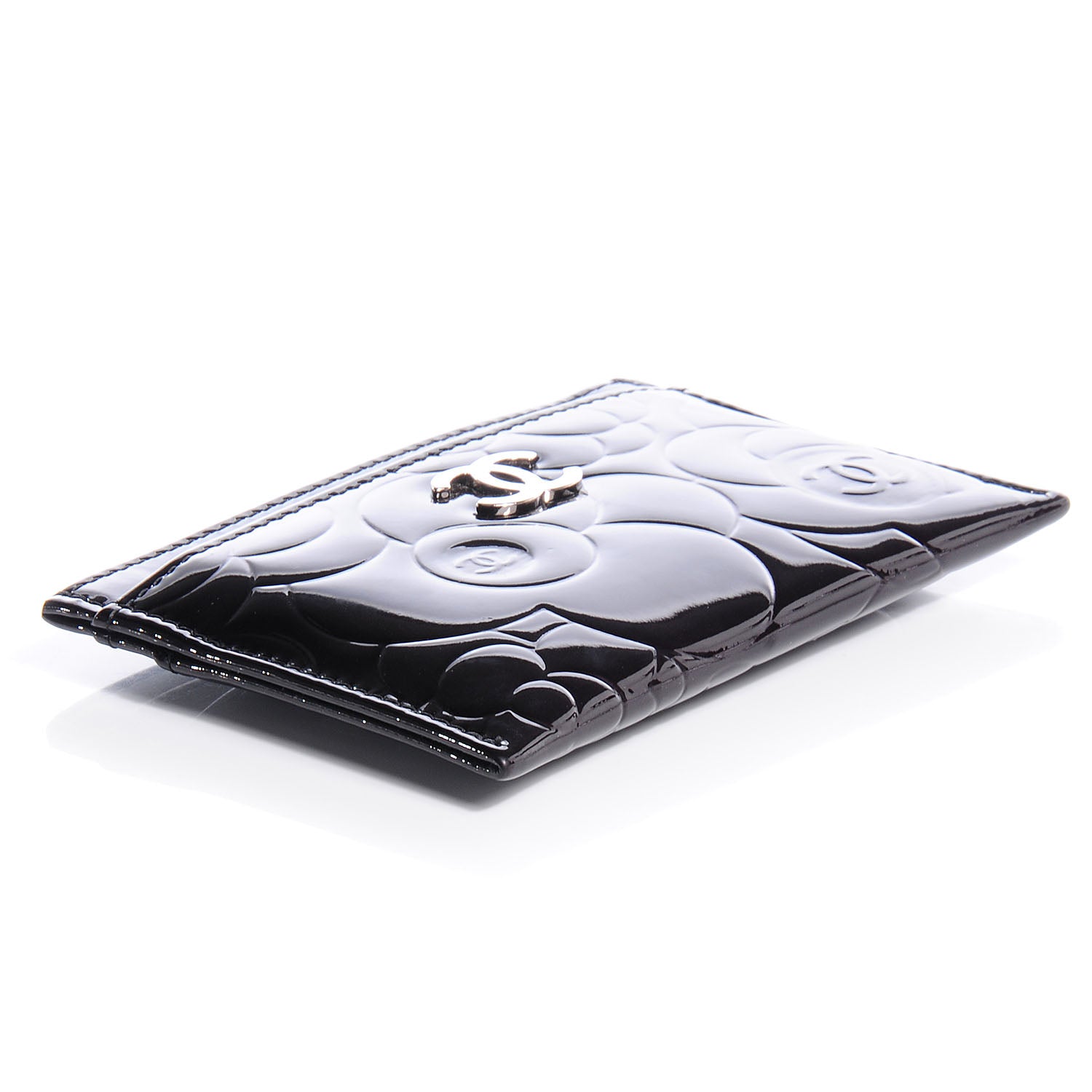 Chanel Patent Camellia Card Holder Black 4 of 8