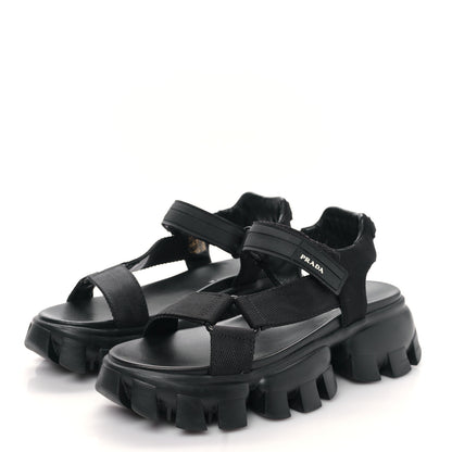 Prada Nappa Logo Embossed Thunder Sole 50mm Sport Sandals 38.5 Militare 3 of 9