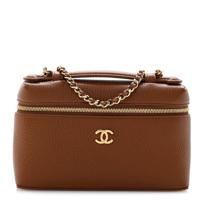Chanel Grained Calfskin Top Handle Slim Vanity Case With Chain Camel 1 of 11
