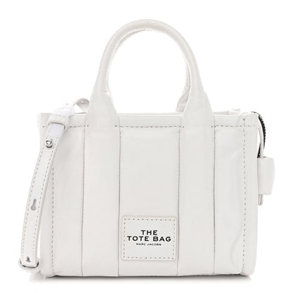 Marc Jacobs Shiny Crinkled Calfskin Mini The Tote Bag White 1 of 10