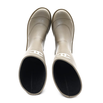 Chanel Caoutchouk CC High Boots 37 Khaki 5 of 10