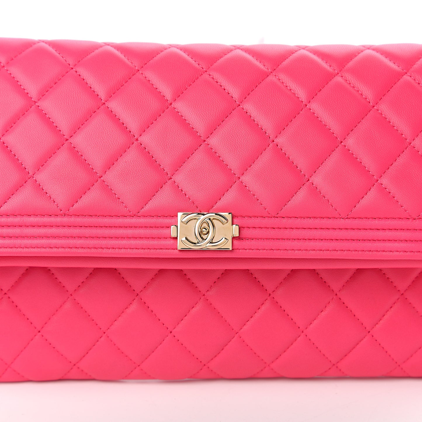 Lambskin Quilted Beauty CC Boy Clutch Fuchsia