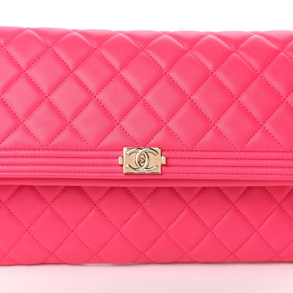 Chanel Lambskin Quilted Beauty CC Boy Clutch Fuchsia 8 of 8