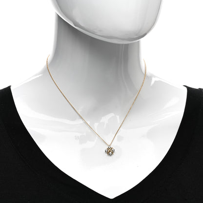 Tiffany Platinum 18K Yellow Gold Diamond Schlumberger Lynn Pendant Necklace 2 of 4