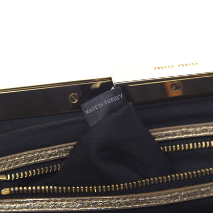 Miu Miu Metallic Nappa Matelasse Clutch Gold 8 of 12