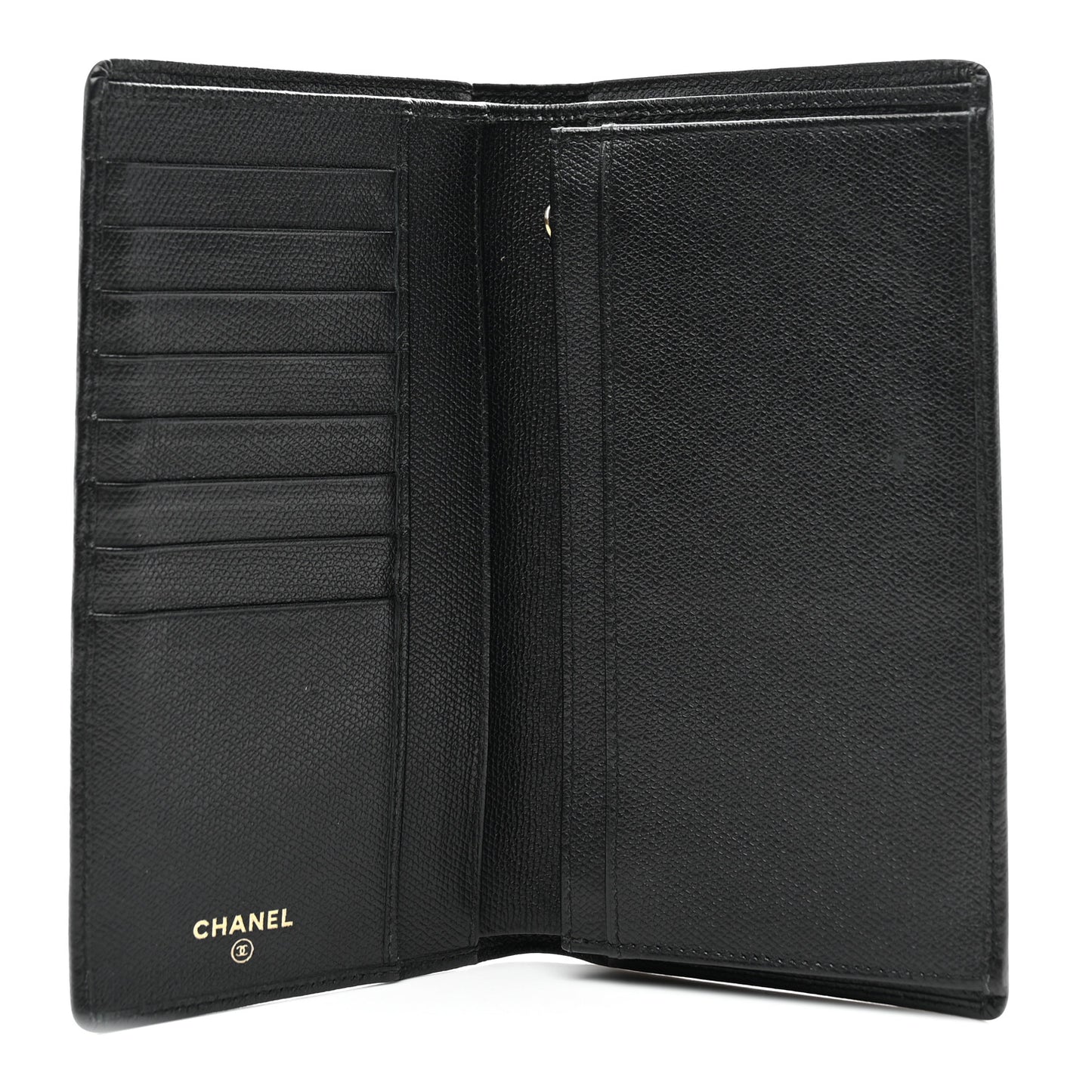 Grained Calfskin CC Button Yen Wallet Black