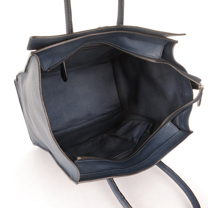 Celine Drummed Calfskin Mini Luggage Blue 5 of 7