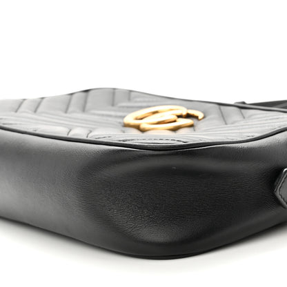 Gucci Calfskin Matelasse Small GG Marmont Chain Shoulder Bag Black 10 of 11