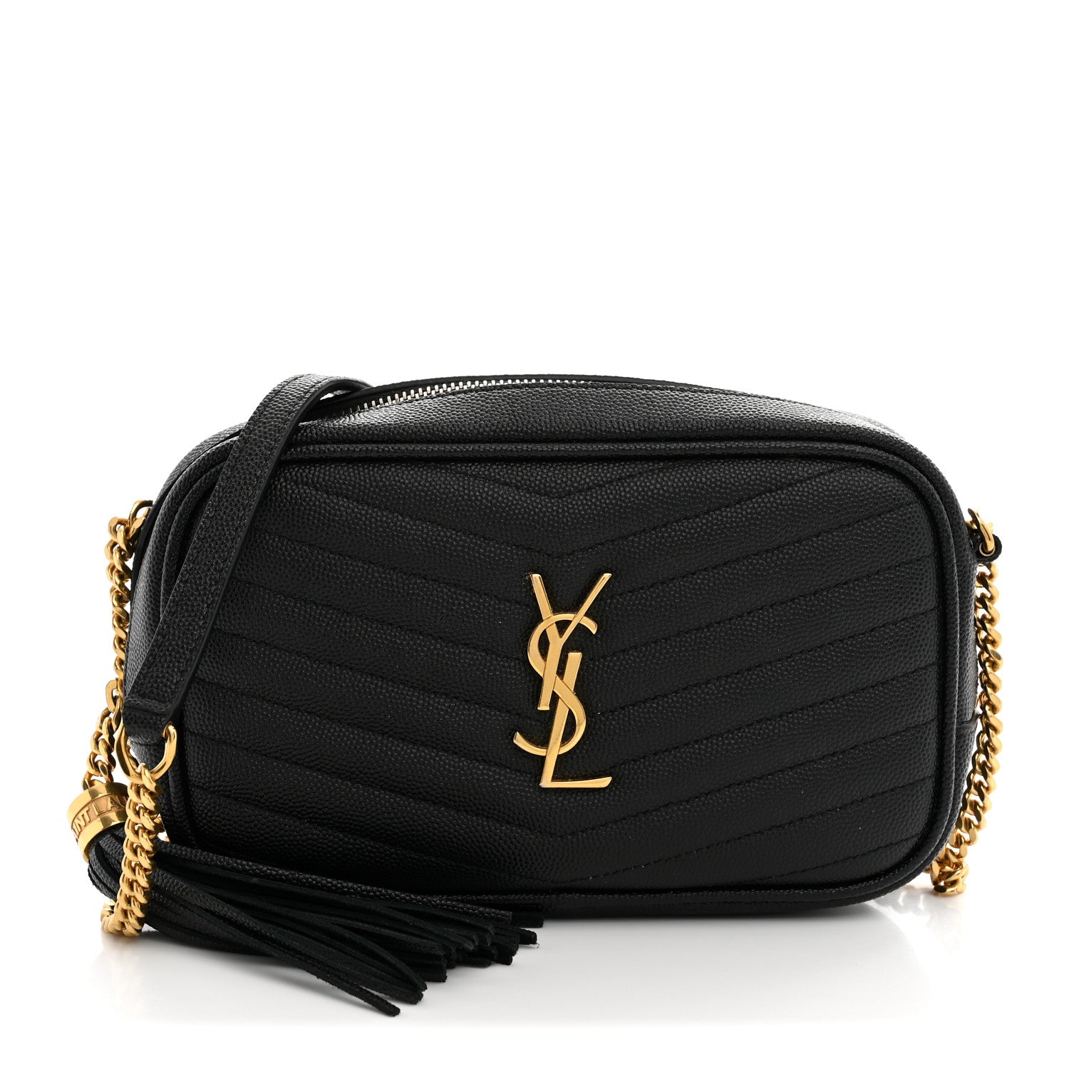Saint Laurent Grain De Poudre Matelasse Monogram Mini Lou Camera Bag Black 1 of 12