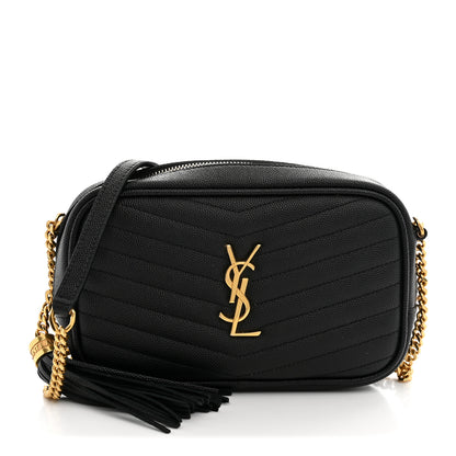 Saint Laurent Grain De Poudre Matelasse Monogram Mini Lou Camera Bag Black 1 of 12