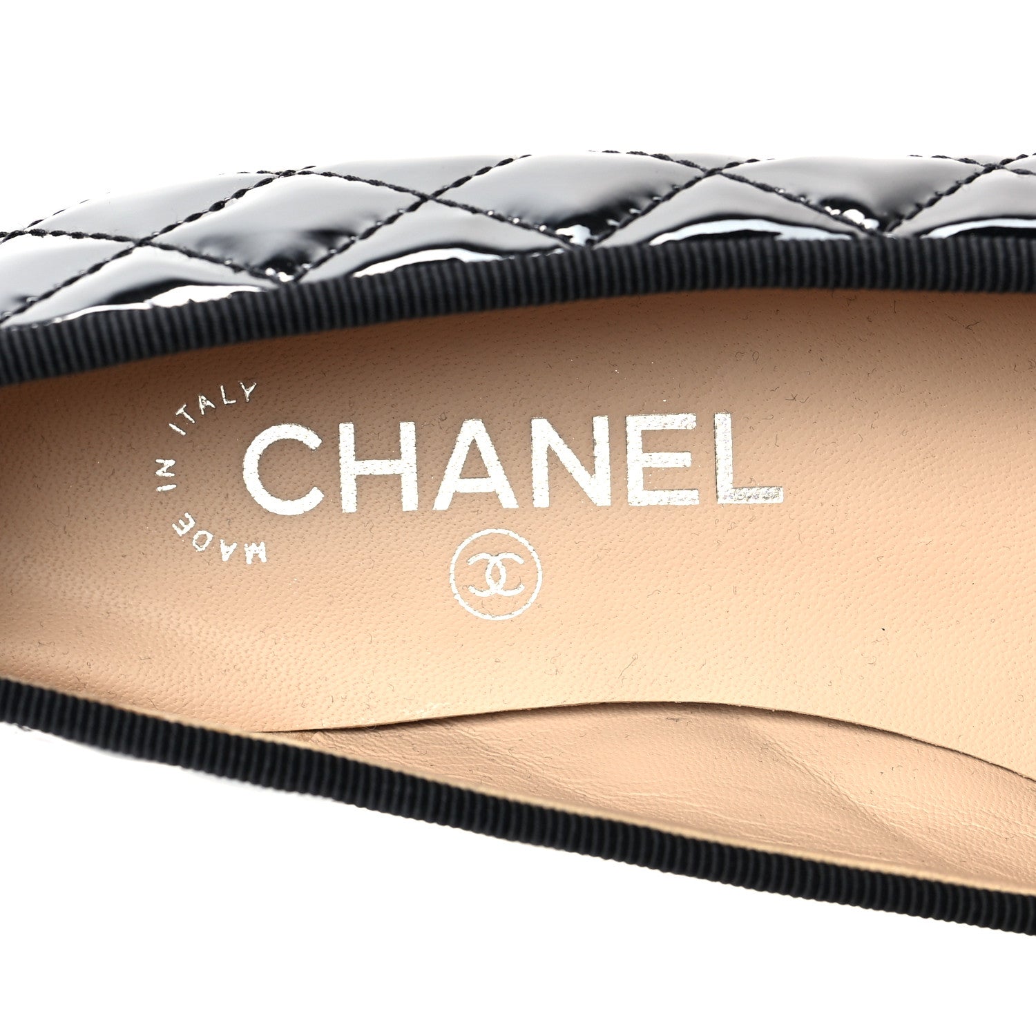 Chanel Patent Calfskin Quilted CC Cap Toe Ballerina Flats 37 Black 7 of 8
