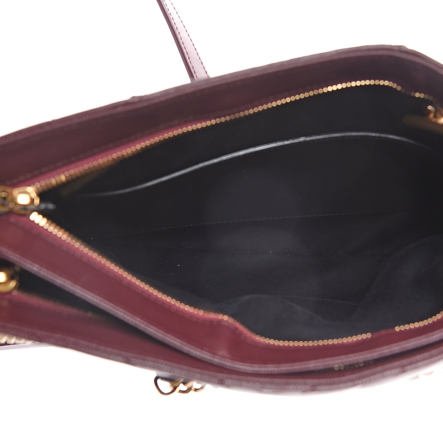 Saint Laurent Grain de Poudre Matelasse Chevron Small Tribeca Shopping Bag Rouge Legoin 6 of 9
