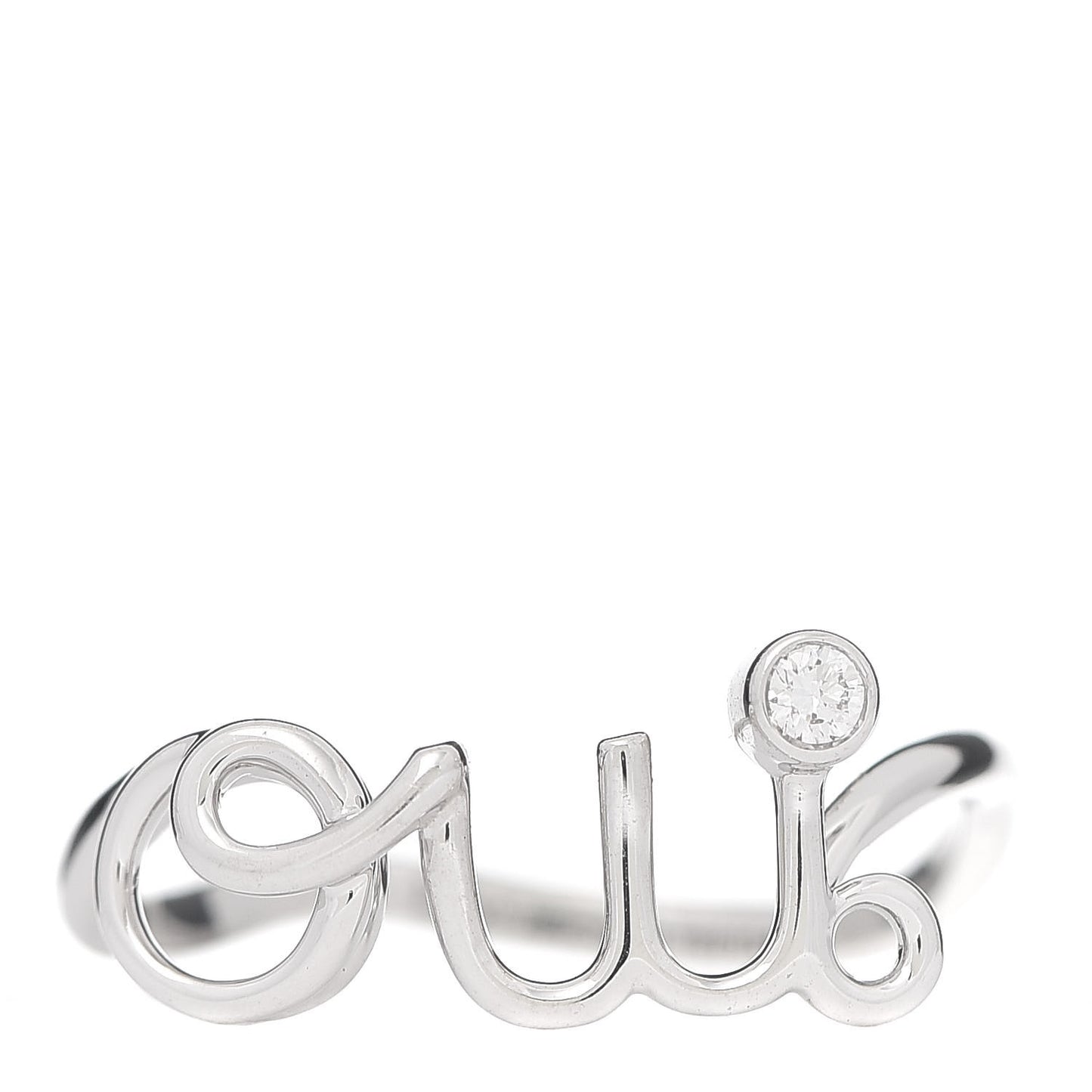 18K White Gold Diamond Oui Ring 53 6.5