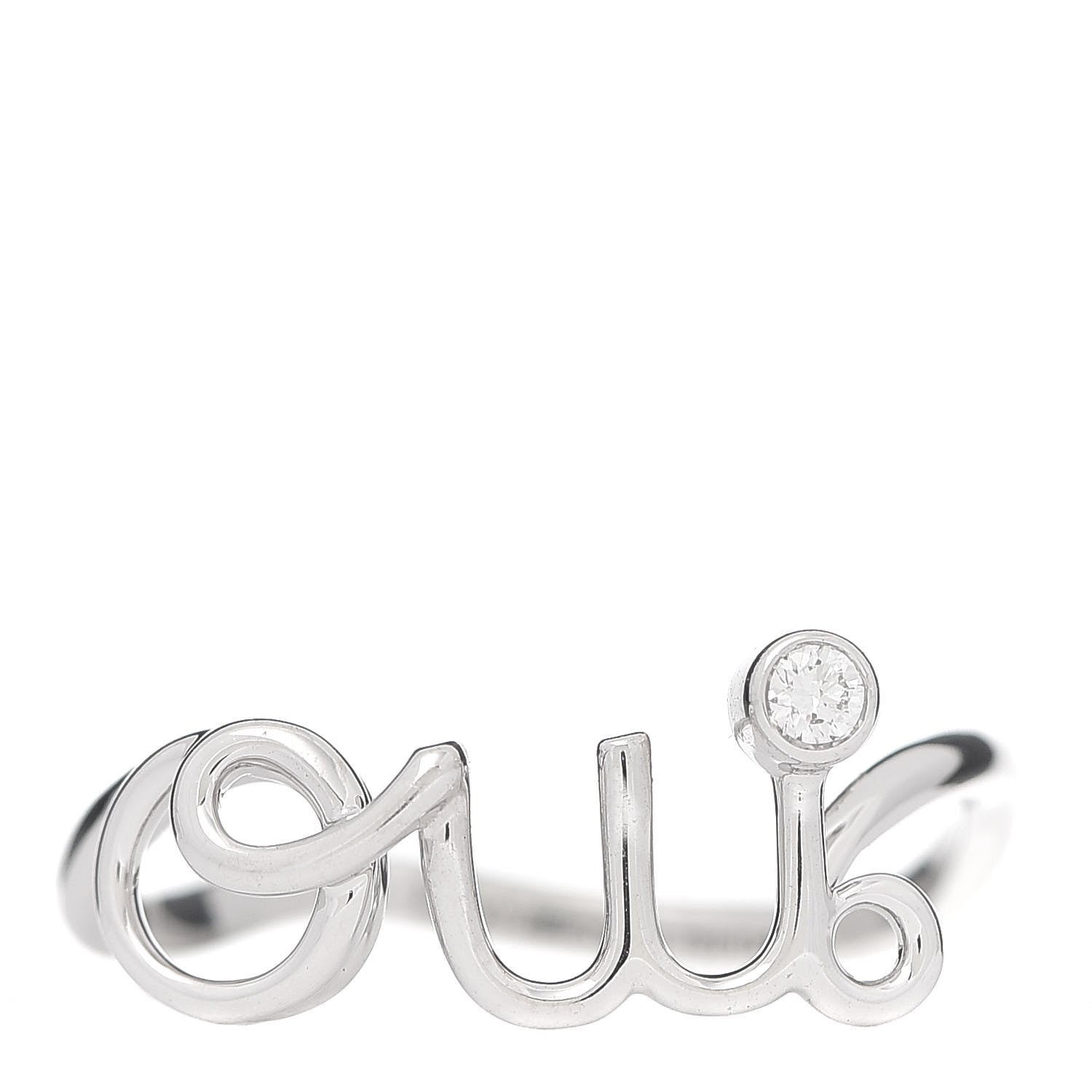 Christian Dior 18K White Gold Diamond Oui Ring 53 6.5 1 of 5