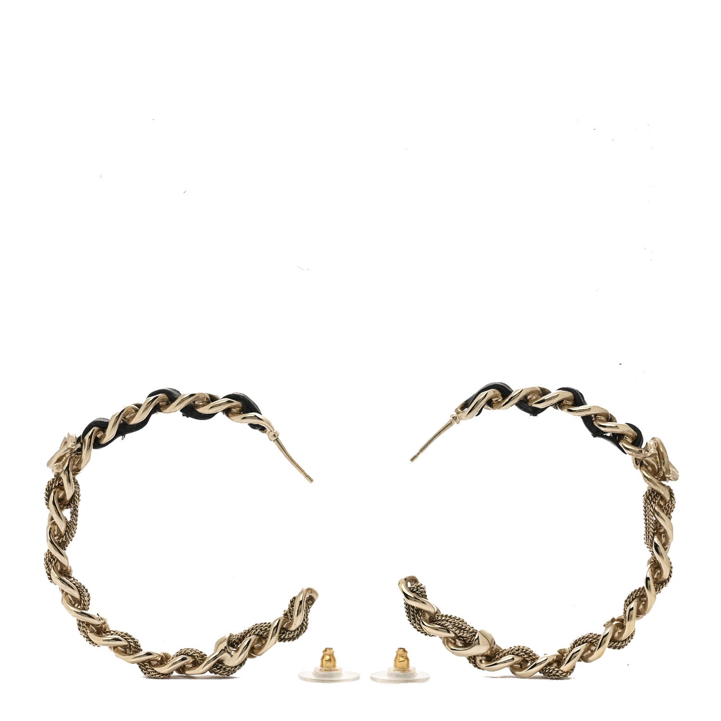 Lambskin CC Chain Hoop Earrings Gold