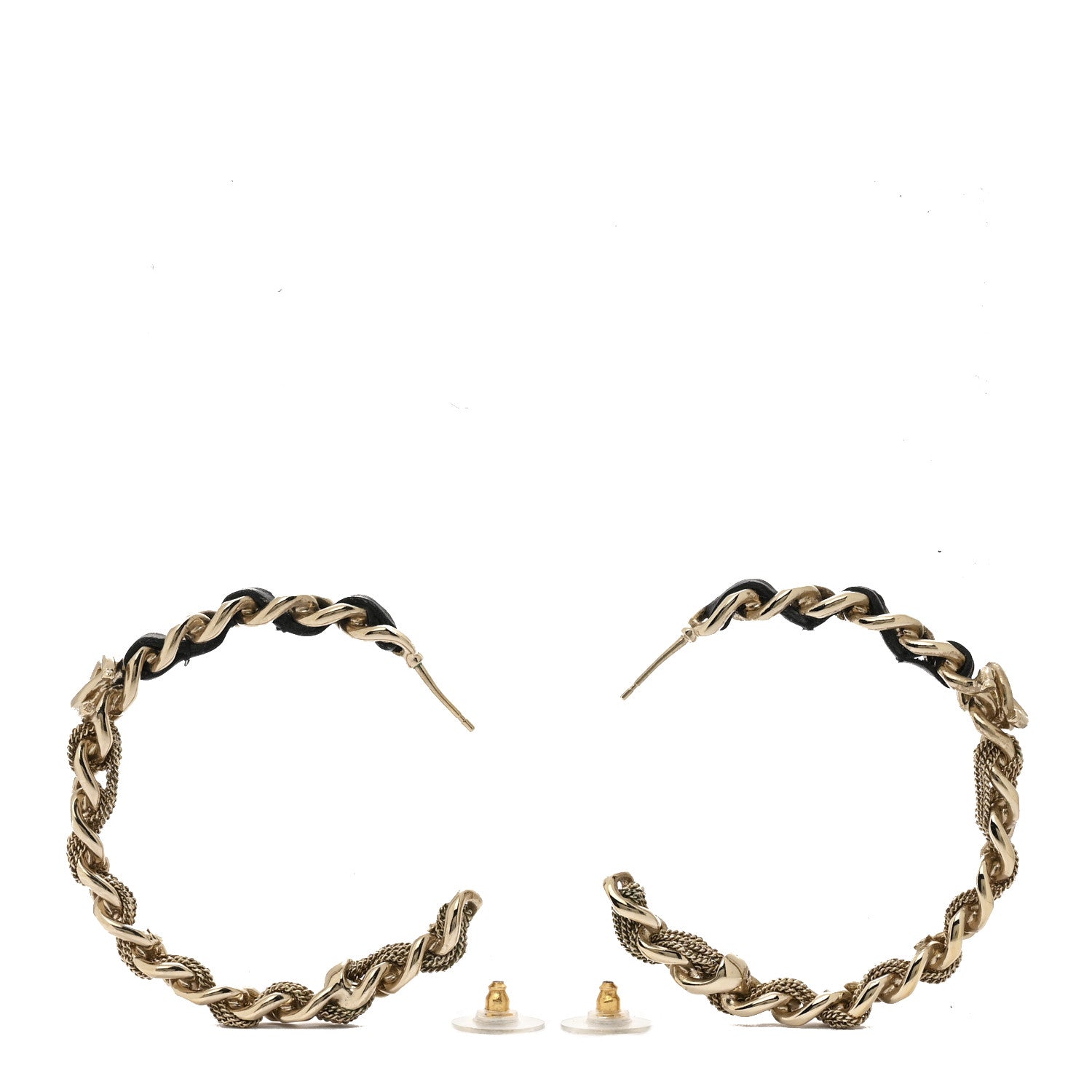 Chanel Lambskin CC Chain Hoop Earrings Gold 3 of 5