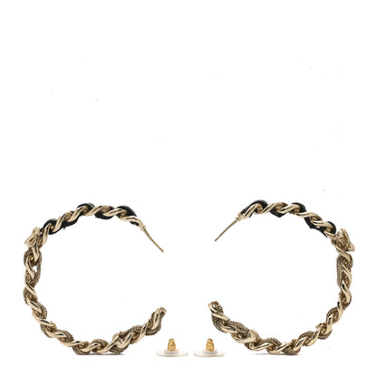 Chanel Lambskin CC Chain Hoop Earrings Gold 3 of 5