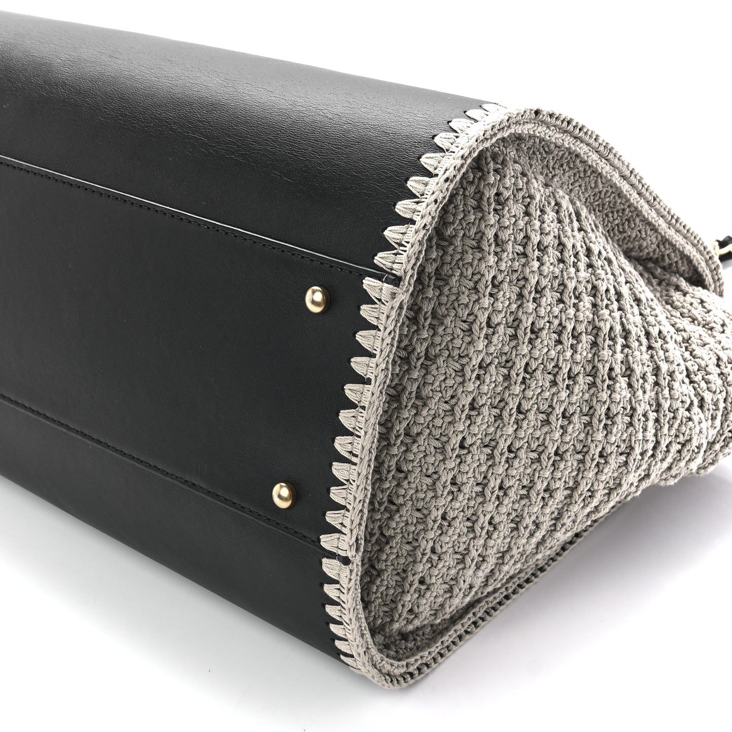 Calfskin Knit Medium Deauville Tote Black Beige
