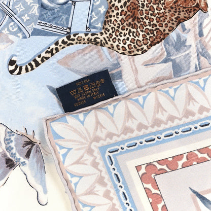 Louis Vuitton Silk Voyage Extraordinaire Square Scarf Blue Grey 3 of 3