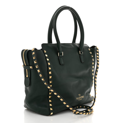 Valentino Garavani Vitello Rockstud Double Handle Tote  Smeraldo 3 of 11