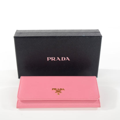 Prada Saffiano Metal Continental Flap Wallet Geranio 9 of 9