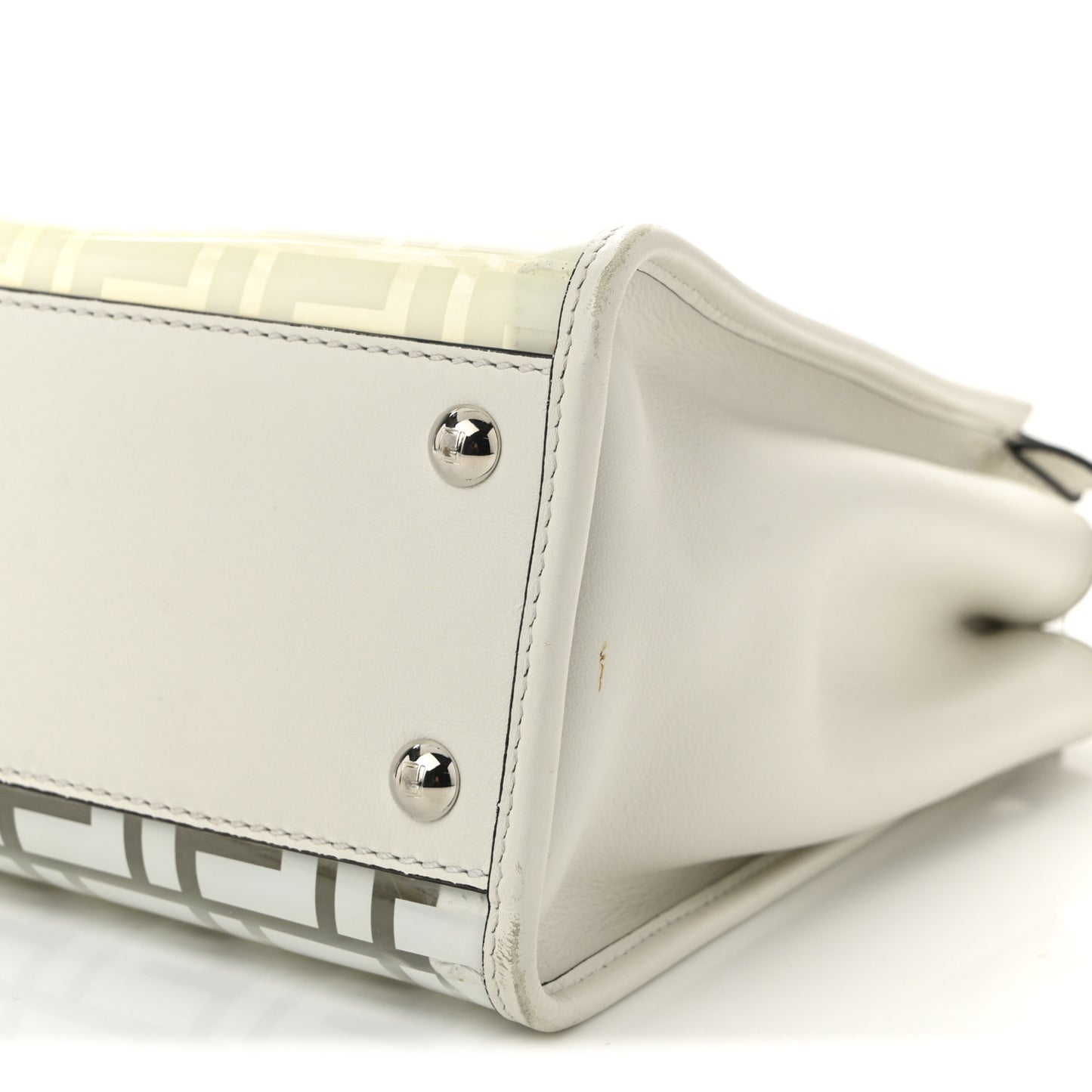 PVC Glass Vitello Seta Shiny Nappa Plexiglass FF Medium Peekaboo Iconic Satchel White Ice