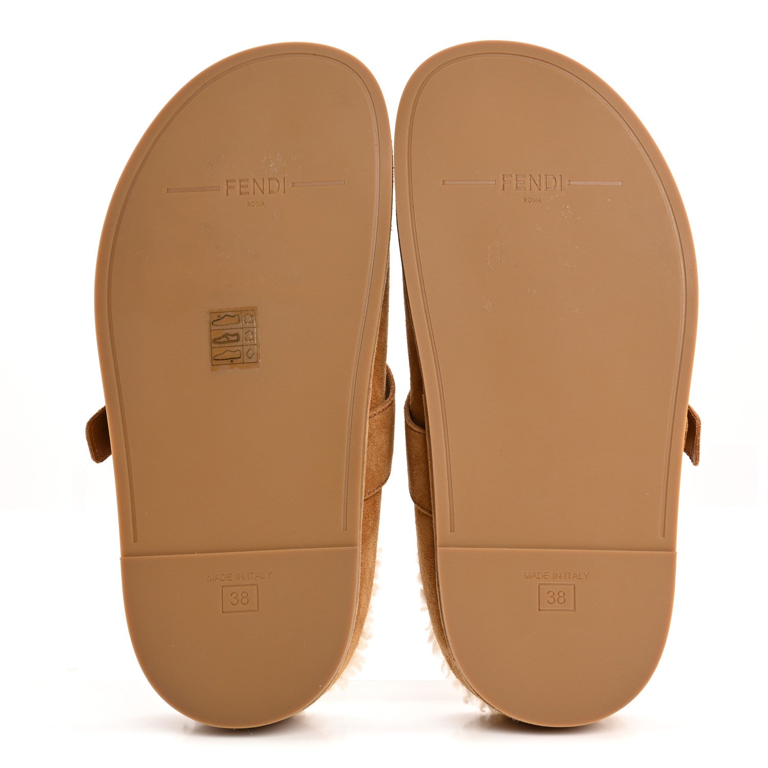 Fendi Suede Shearling Fendi Feel Buckled Clogs 38 Caramel Latte 6 of 8