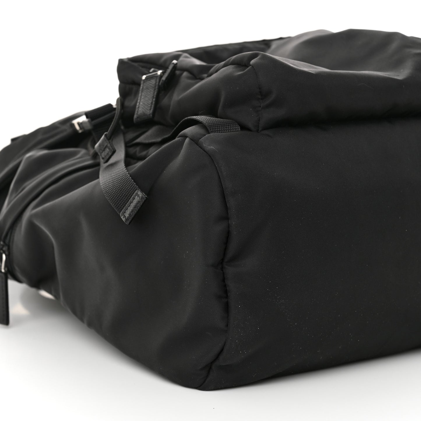 Re-Nylon Saffiano Logo Double Buckle Backpack Black