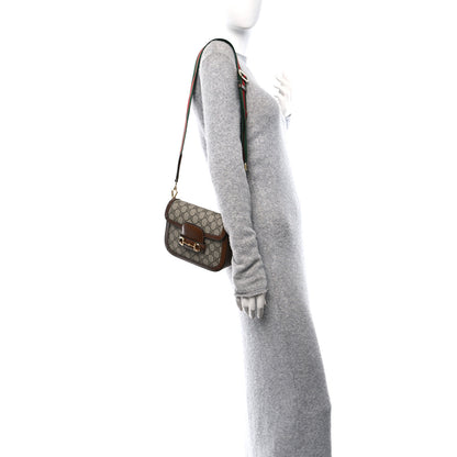 Gucci GG Supreme Monogram Web Mini Horsebit 1955 Shoulder Bag Beige Brown Sugar 2 of 11