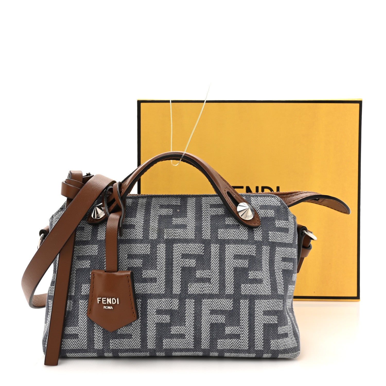 Fendi Denim Vitello Grace FF Mini By The Way Boston Bag  Blue 13 of 13