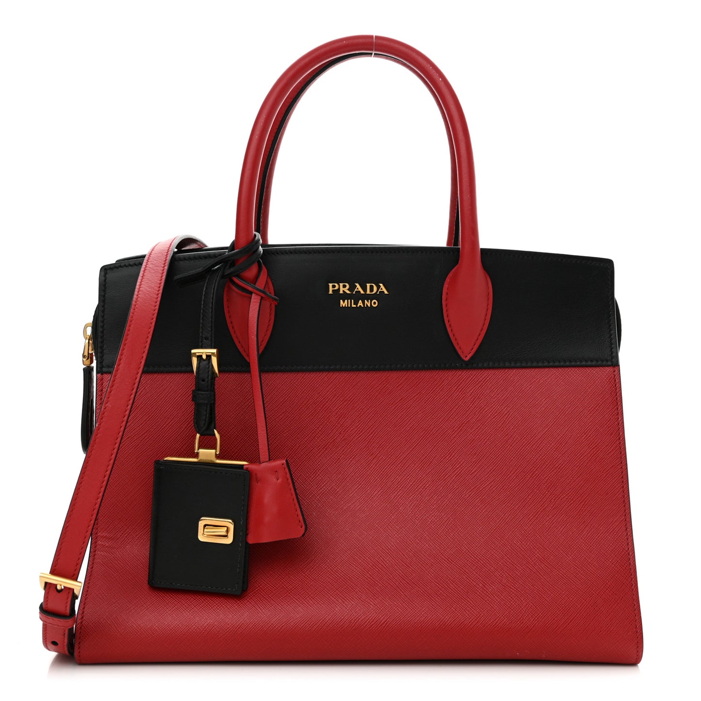 Saffiano City Calfskin Medium Esplanade Fuoco Black