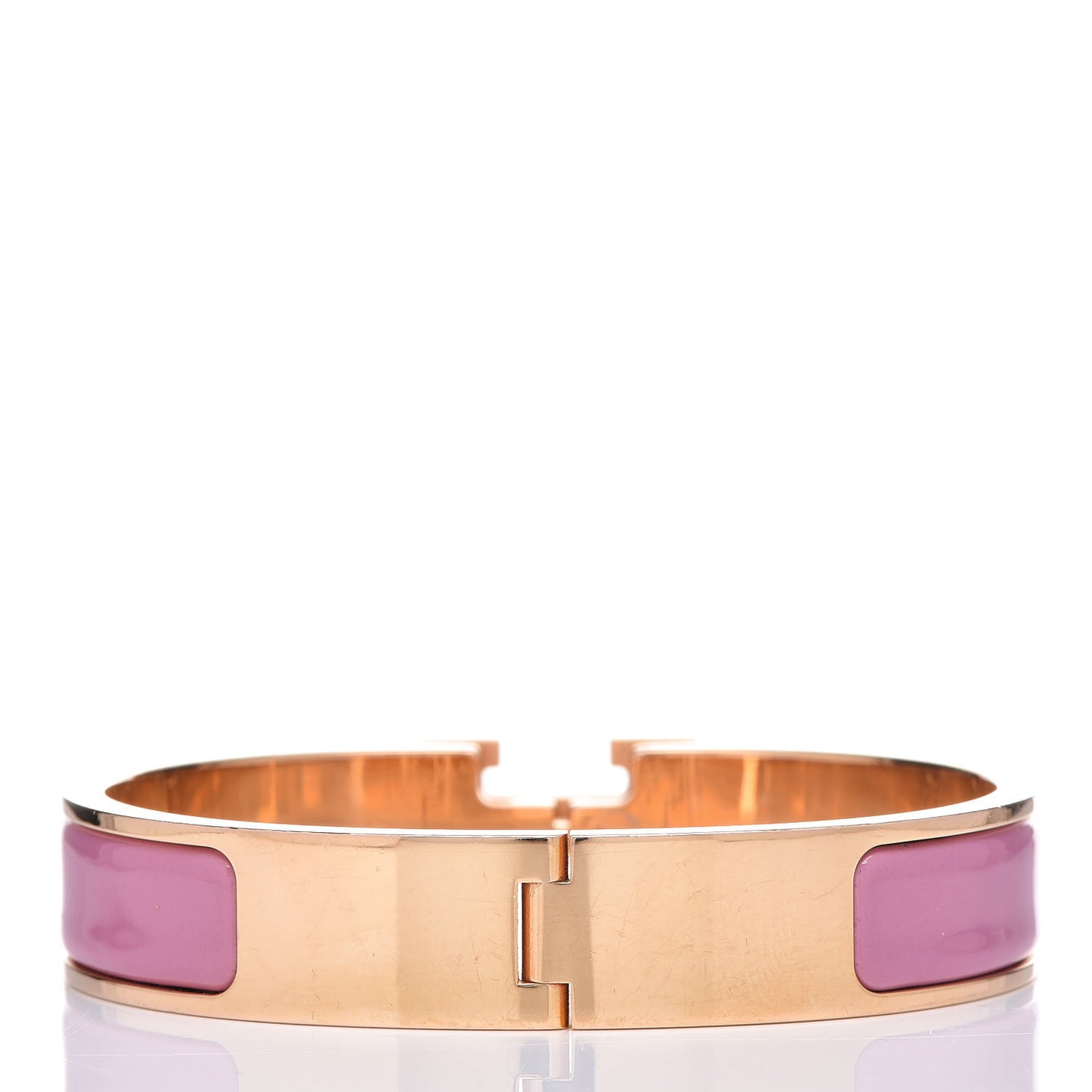Enamel Narrow Clic Clac H Bracelet PM Rose Velours