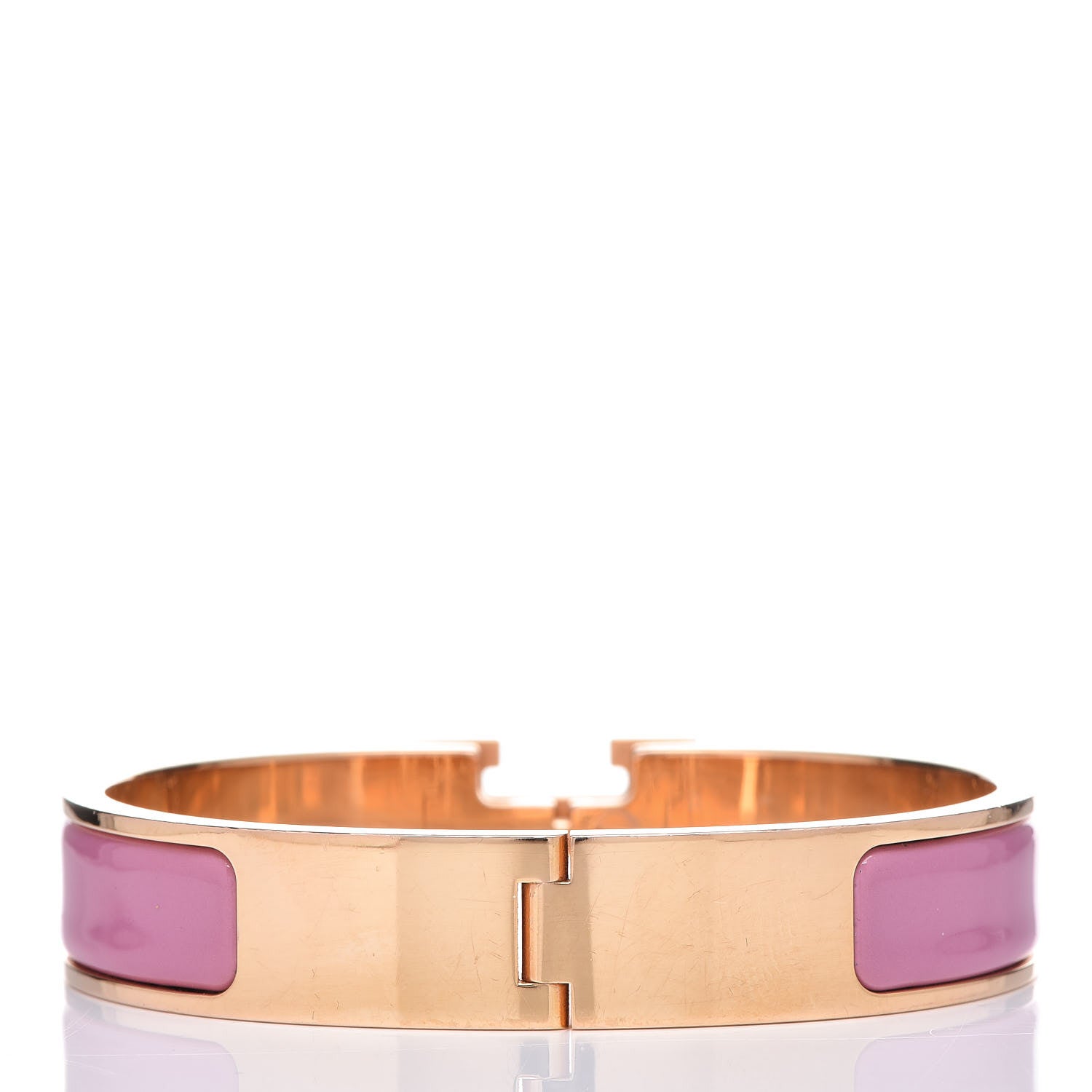 Hermes Enamel Narrow Clic Clac H Bracelet PM Rose Velours 3 of 6