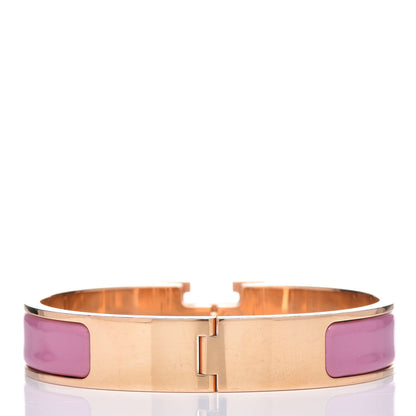 Hermes Enamel Narrow Clic Clac H Bracelet PM Rose Velours 3 of 6